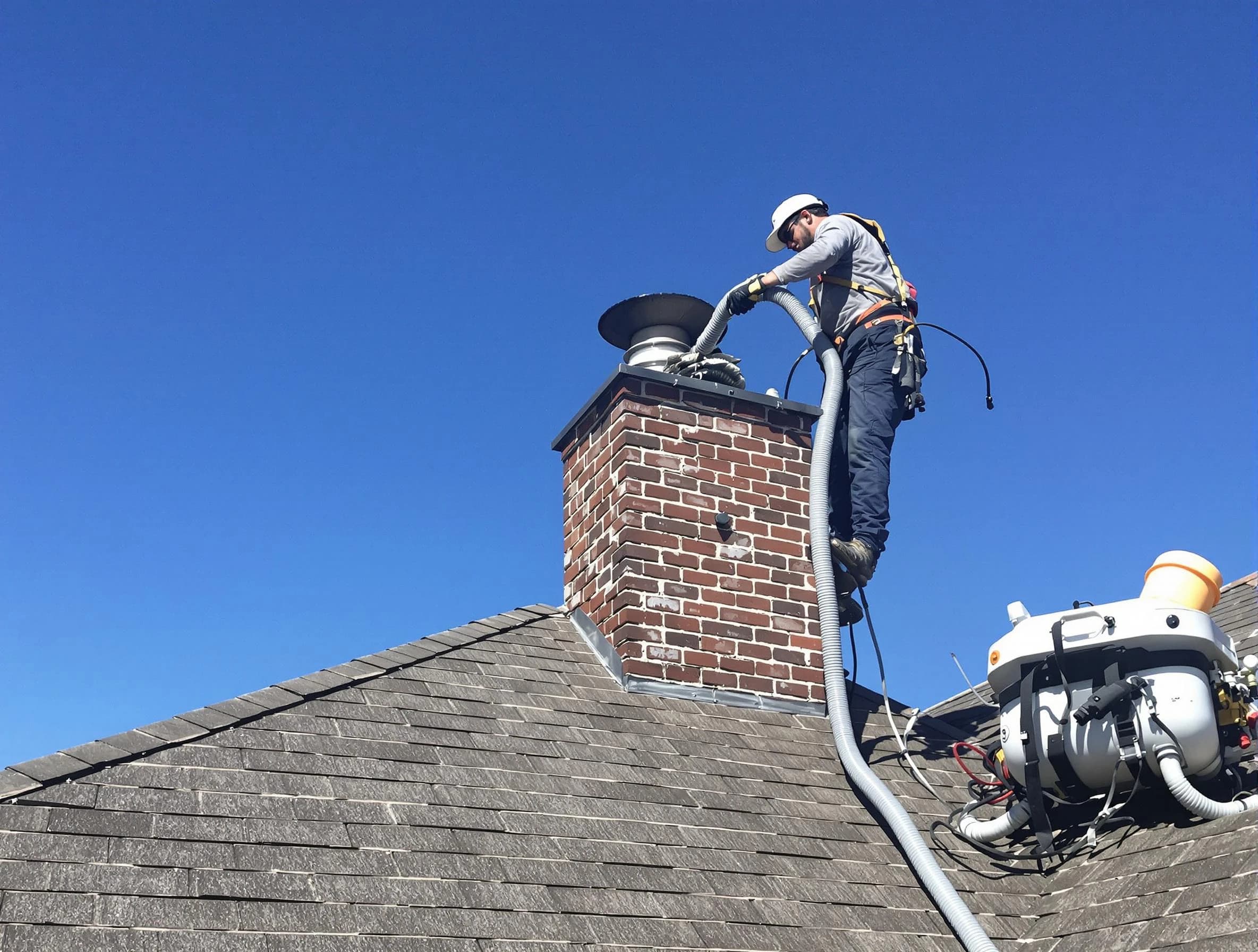 Dedicated The Pinery Chimney Sweep team member cleaning a chimney in The Pinery, CO
