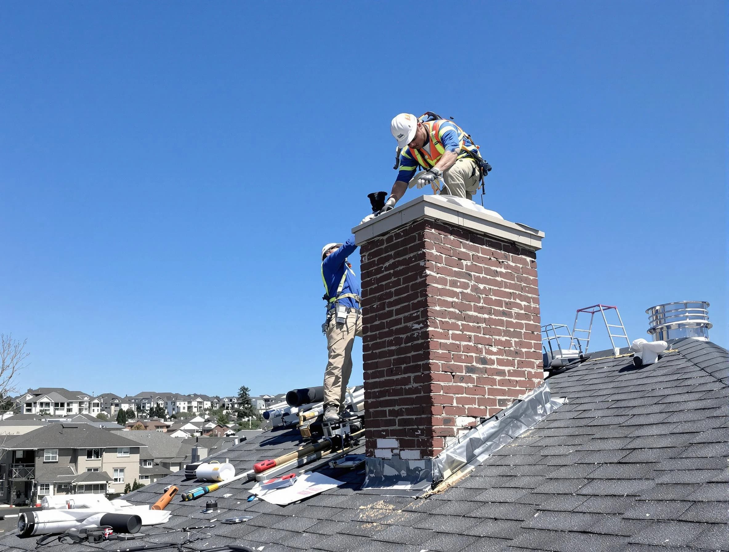 The Pinery Chimney Sweep repairing a chimney crown in The Pinery, CO