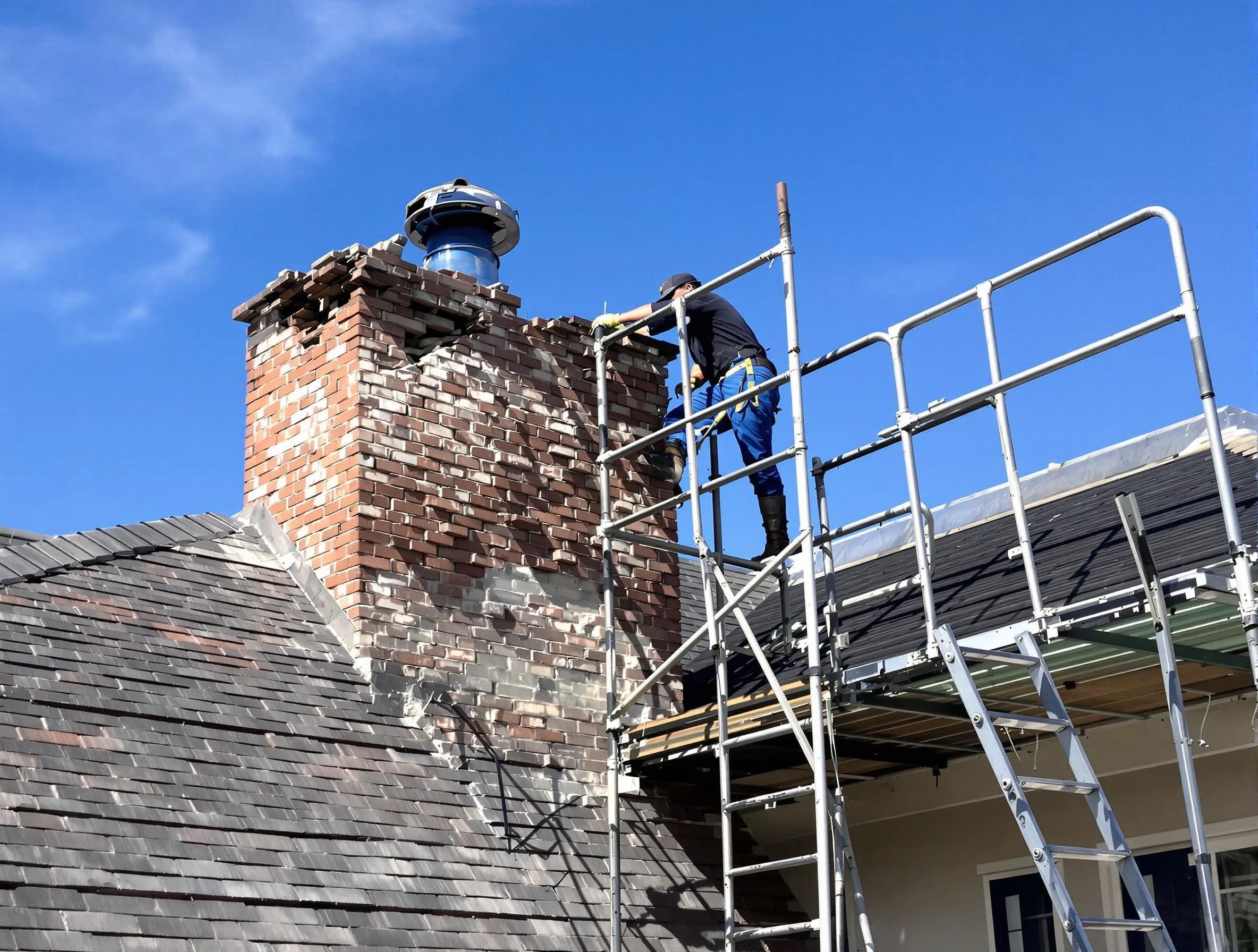 Rebuilding a chimney structure by The Pinery Chimney Sweep in The Pinery, CO