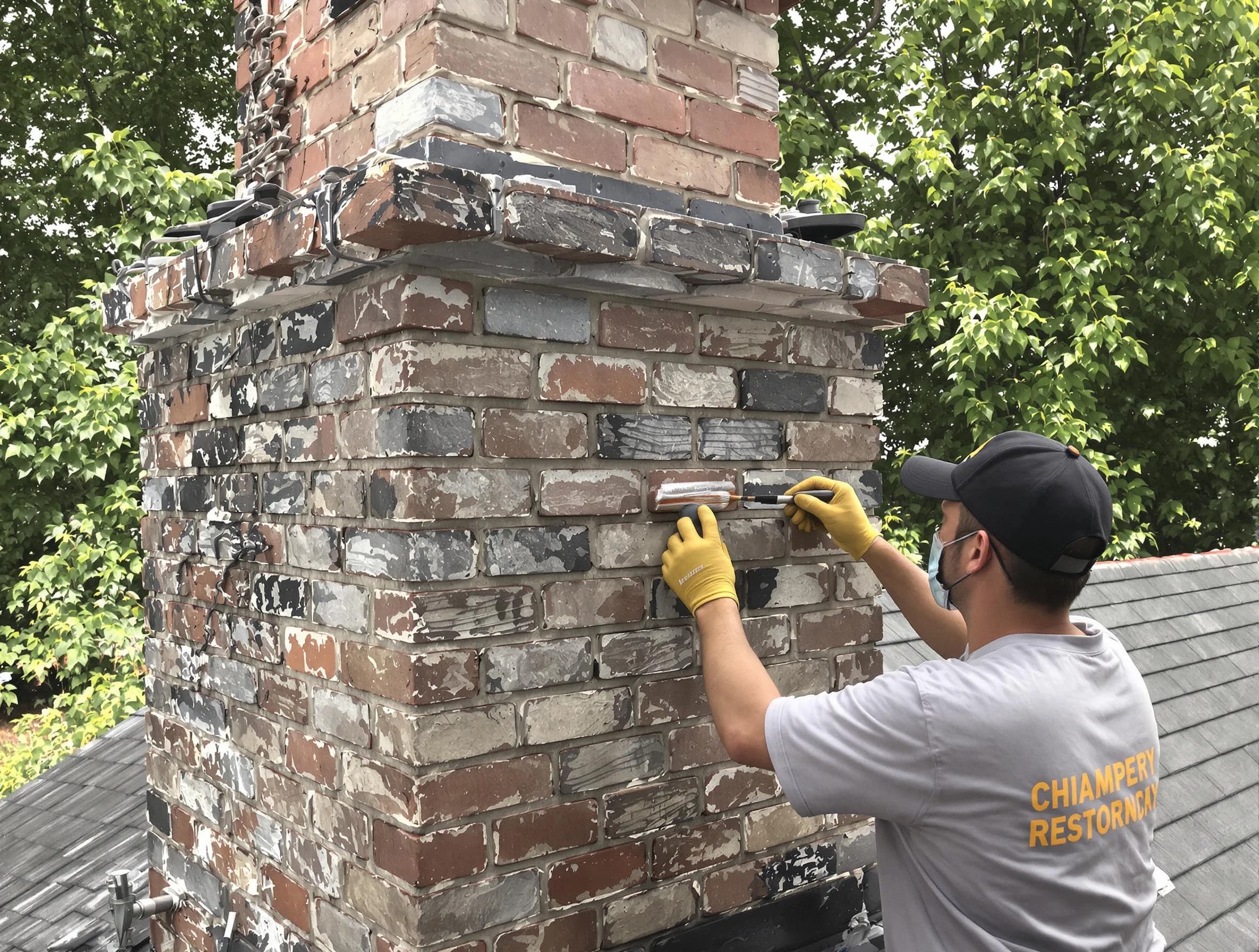 In-progress chimney restoration by The Pinery Chimney Sweep in The Pinery, CO