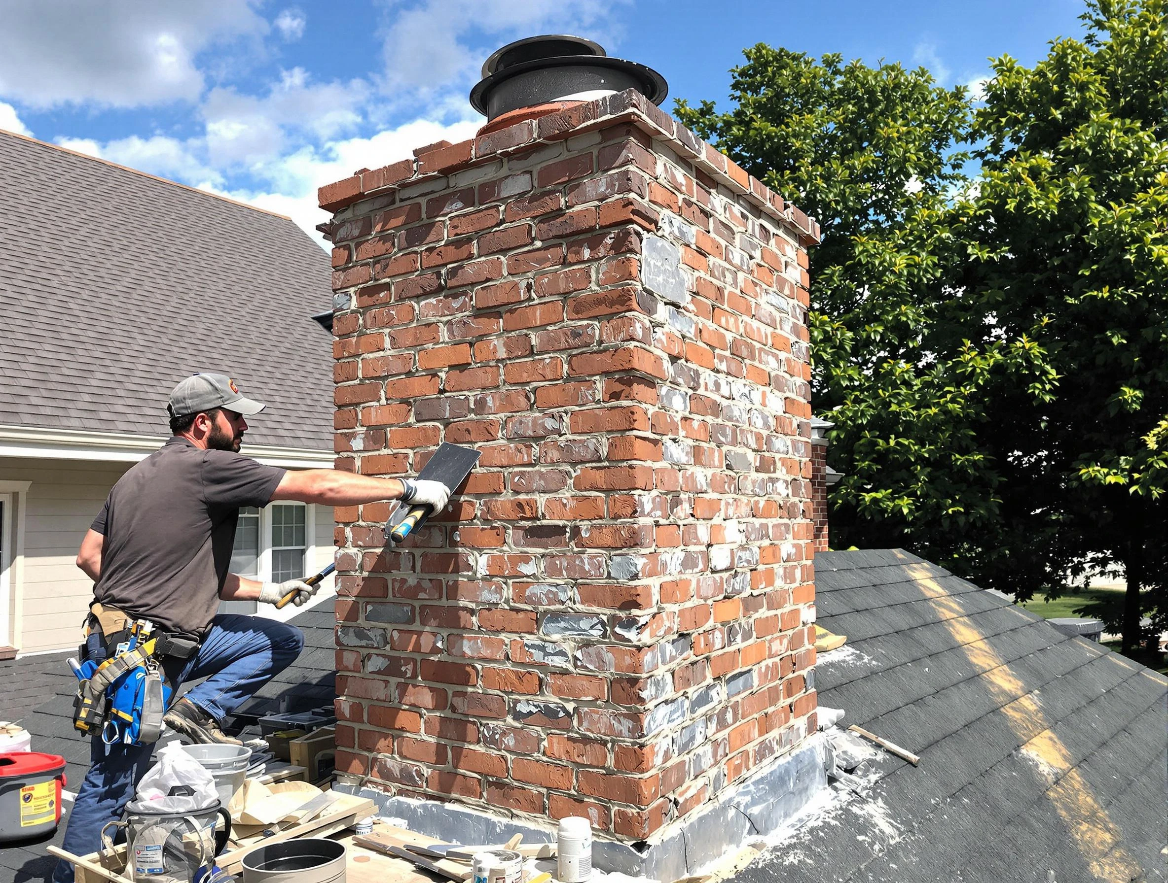 Completed chimney rebuild by The Pinery Chimney Sweep in The Pinery, CO